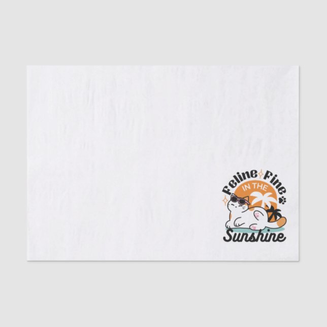 Feline Fine in the Sunshine – Relaxed Tropical Cat Tissue Paper (Front)