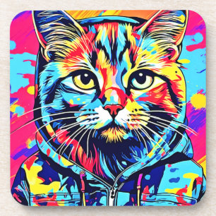 Feline Finesse: Best Cat Paint Art for Print Coaster