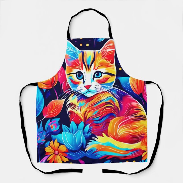 Feline Floral Fantasy Apron (Front)