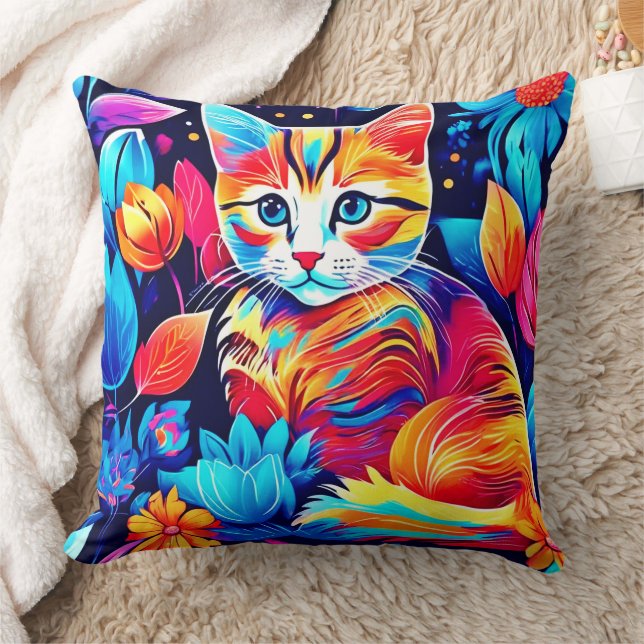 Feline Floral Fantasy Cushion (Blanket)