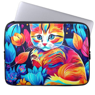 Feline Floral Fantasy Laptop Sleeve