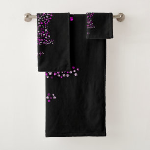 Feline Footprint Art Bath Towel Set
