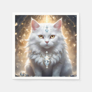 "Feline Fortune: The Diamond-Dripped Diva" Napkin