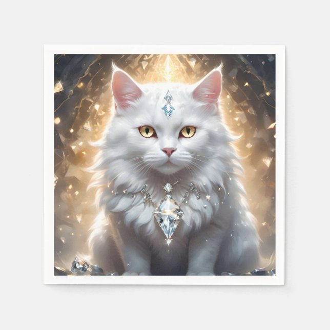 "Feline Fortune: The Diamond-Dripped Diva" Napkin (Front)