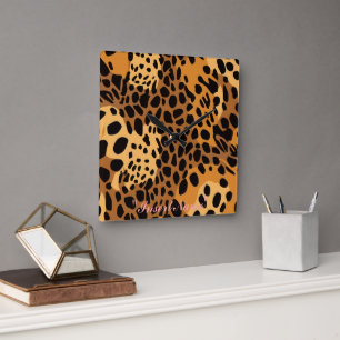 Feline Freckles Square Wall Clock