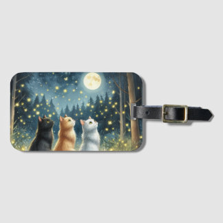 Feline Friends and the Moonlight Luggage Tag
