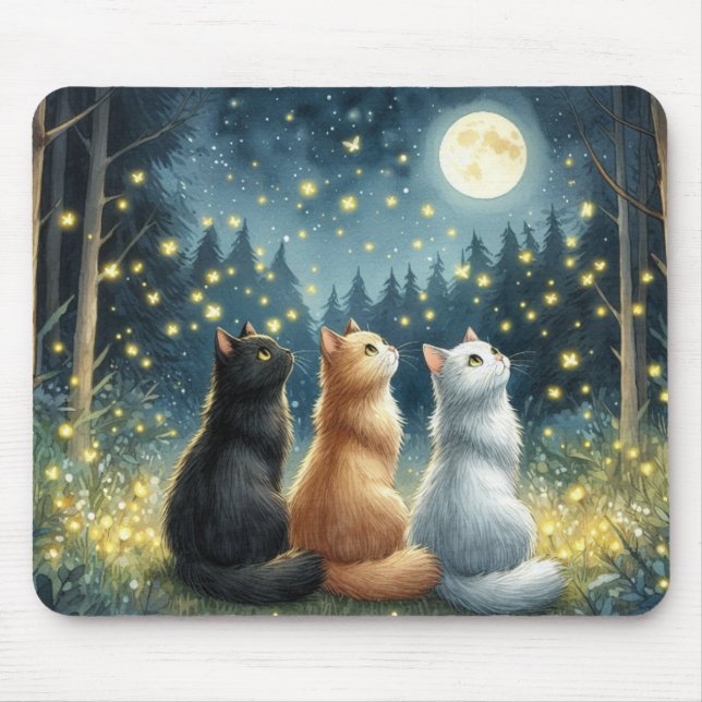 Feline Friends and the Moonlight Mouse Pad (Front)