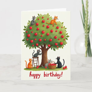 Feline Fruit Tree Birthday Card