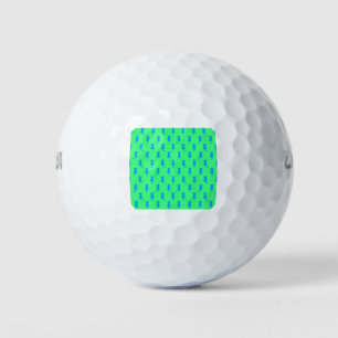 Feline Fun Forever Whimsical Blue Cats Lime Green Golf Balls
