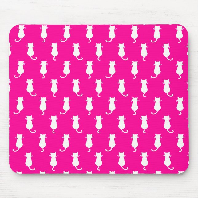  Feline Fun Forever Whimsical Cats Fucshia Mouse Pad (Front)