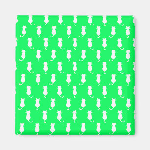 Feline Fun Forever Whimsical Cats Green Magnet