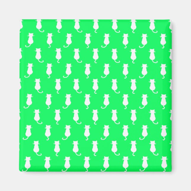 Feline Fun Forever Whimsical Cats Green Magnet (Front)