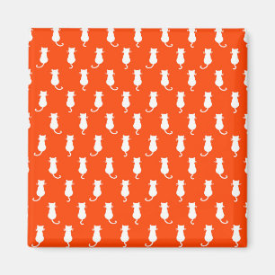 Feline Fun Forever Whimsical Cats Orange Magnet