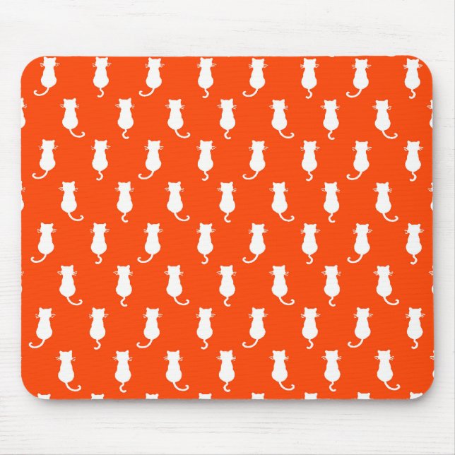 Feline Fun Forever Whimsical Cats Orange Mouse Pad (Front)