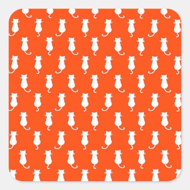 Feline Fun Forever Whimsical Cats Orange Square Sticker (Front)