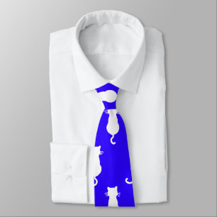 Feline Fun Forever Whimsical Cats Royal Blue Tie