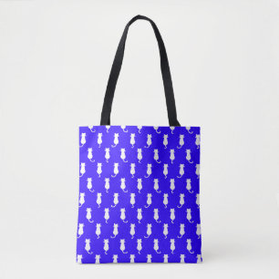 Feline Fun Forever Whimsical Cats Royal Blue Tote Bag