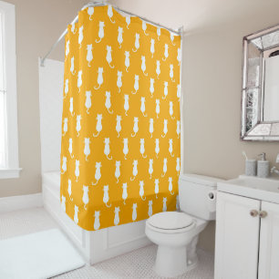 Feline Fun Forever Whimsical Cats White On Tangeri Shower Curtain