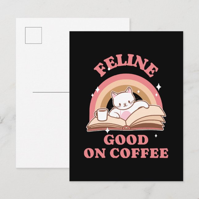 Feline Good on Coffee Invitation Postcard (Front/Back)
