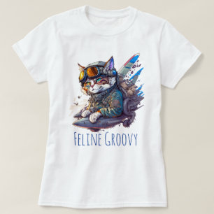 Feline Groovy Cat Aviator Personalise T-Shirt