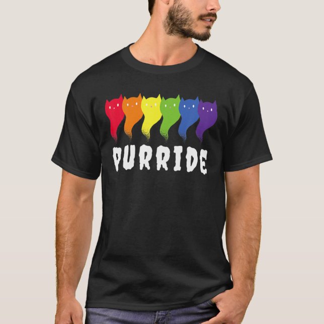 Feline He Purride Lgbt Gay Pride Cat T-Shirt (Front)