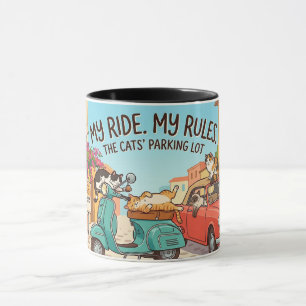 Feline Humour Funny Cat Mum Ride Just For Laugh LO Mug