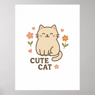 Feline in Bloom Poster