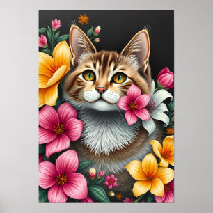 Feline in Full Bloom Poster