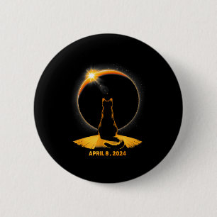 Feline Lover - Cat Watching Total Solar Eclipse Ap 6 Cm Round Badge