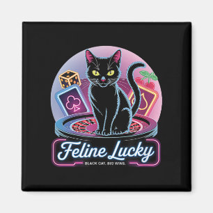 Feline Lucky Gambling Casino Cat Game Player &amp; Magnet