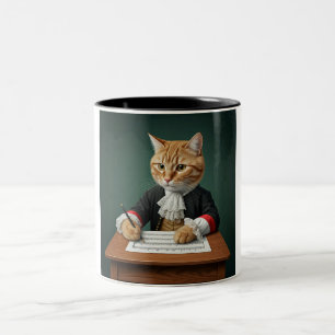Feline Maestro: Two-Tone Coffee Mug