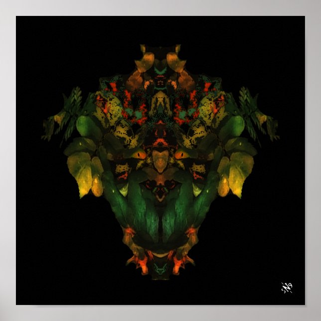 Feline man made of leaves poster (Front)