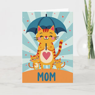 Feline Moms Love Illustration Card