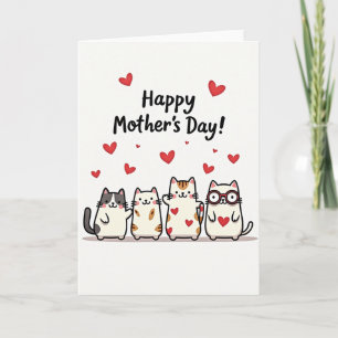 Feline Mothers Day Illustration Card
