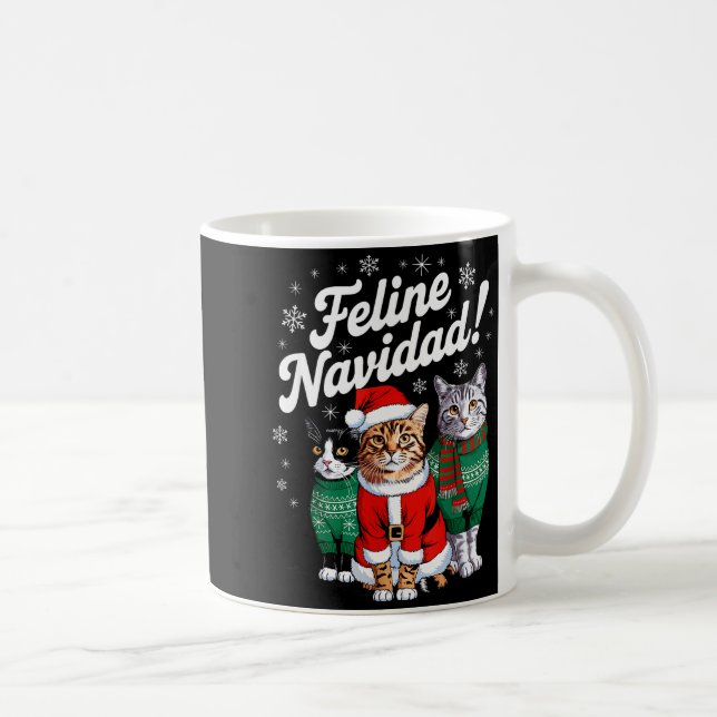 Feline Navidad Funny Cat Christmas Holiday Xmas Sa Coffee Mug (Right)