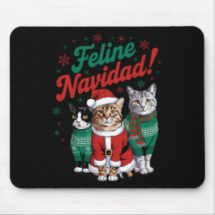 Feline Navidad Funny Cat Christmas Holiday Xmas Sa Mouse Pad