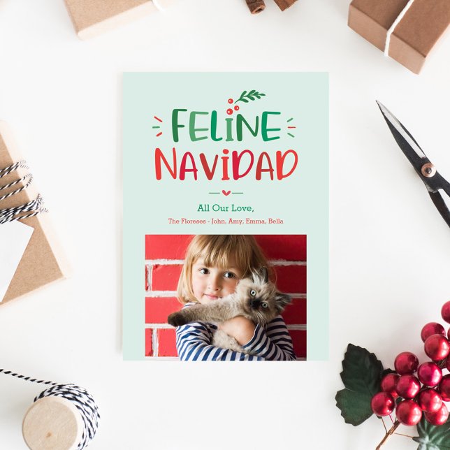 Feline Navidad Pet Holiday Photo Card (Creator Uploaded)