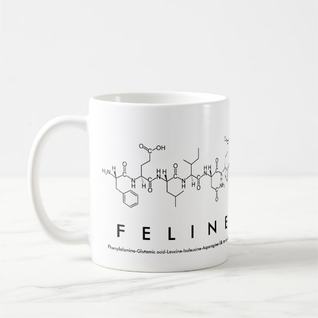 Feline peptide name mug (Left)