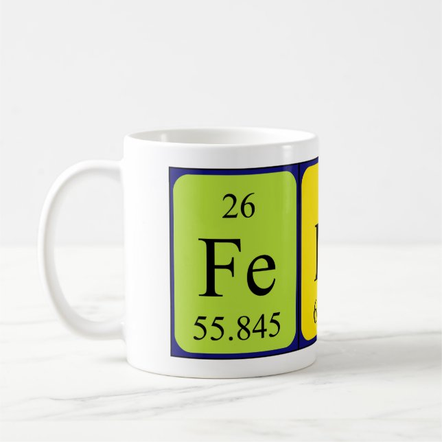Feline periodic table name mug (Left)