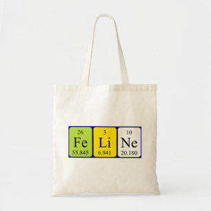 Feline periodic table name tote bag