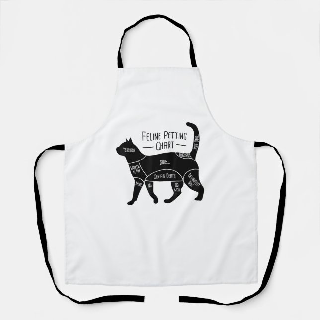 Feline Petting Chart Cat Owner Lover  Apron (Front)