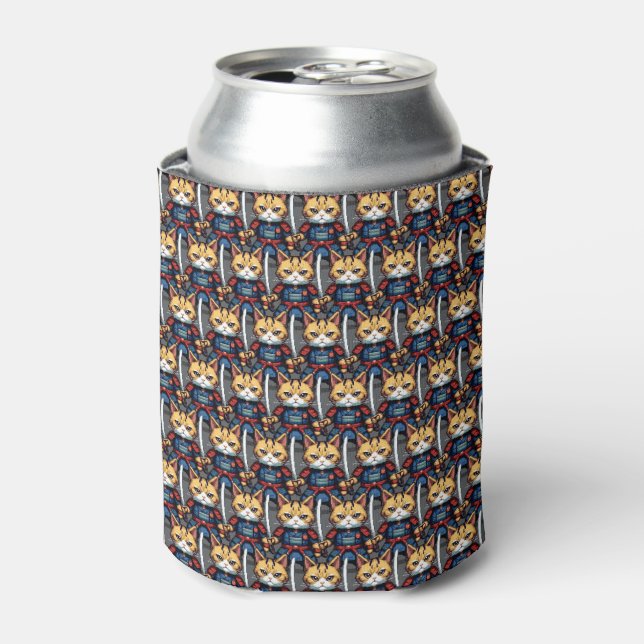Feline Samurai Warrior Can Cooler (Can Front)