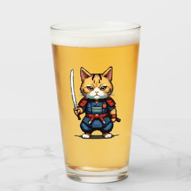 Feline Samurai Warrior Glass (Front Filled)