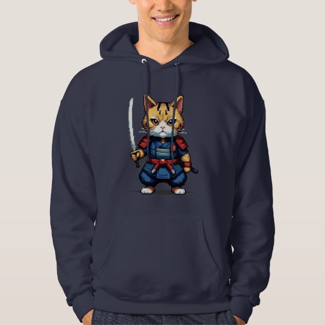 Feline Samurai Warrior Hoodie (Front)