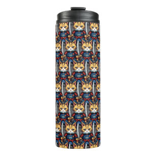 Feline Samurai Warrior Thermal Tumbler