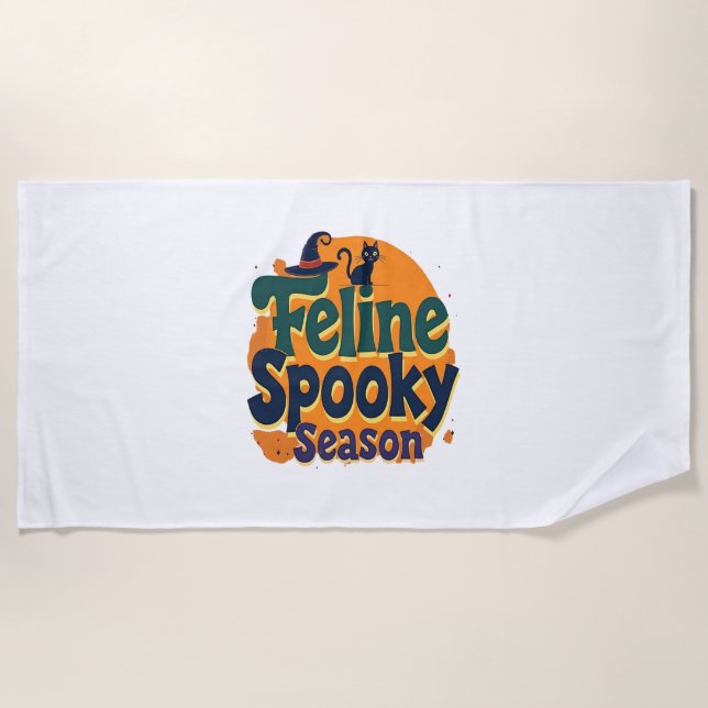 Feline Spooky Season Beach Towel (Front)