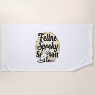Feline Spooky Season Cat Beach Towel