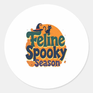 Feline Spooky Season Classic Round Sticker