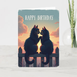 Feline Sunset Birthday Card