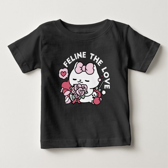 Feline the Love - Cute Valentine’s Cat Design Baby T-Shirt (Front)